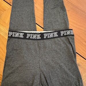PINK Victoria's Secret Gray Leggings with Logo Waistband